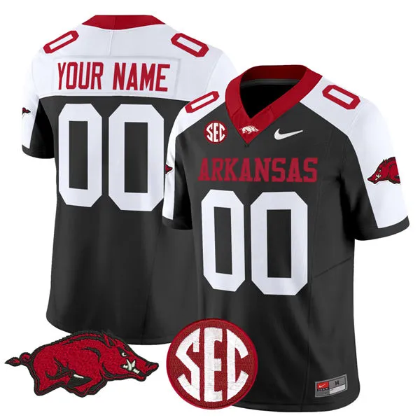 Arkansas Razorbacks Custom Nike 2025 Black White College Gratitude Football Limited Jersey