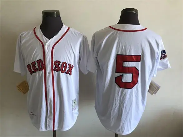 Mens Boston Red Sox #5 Nomar Garciaparra 1997 White Mitchell&Ness Cooperstown Collection Jersey