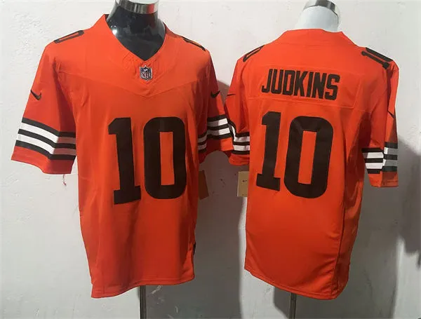 Mens Cleveland Browns #10 Quinshon Judkins Orange Inverted Legend F.U.S.E. Limited Jersey