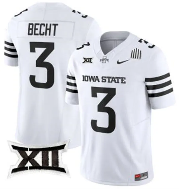 Iowa State Cyclones #3 Rocco Becht Nike 2025 White Black College Football Jersey