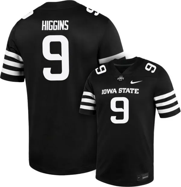 Iowa State Cyclones #9 Jayden Higgins 2025 Black Football Game Jersey
