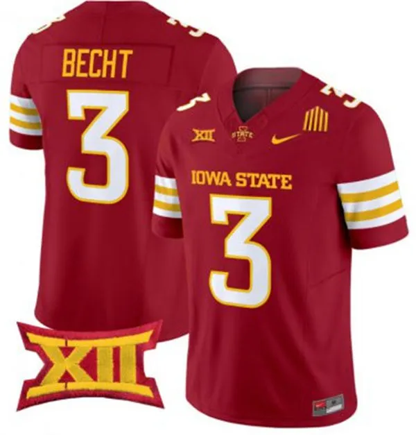 Iowa State Cyclones #3 Rocco Becht Nike 2025 Cardinal College Football Jersey