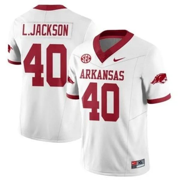Arkansas Razorbacks #40 Landon Jackson Nike White Football Game Jersey