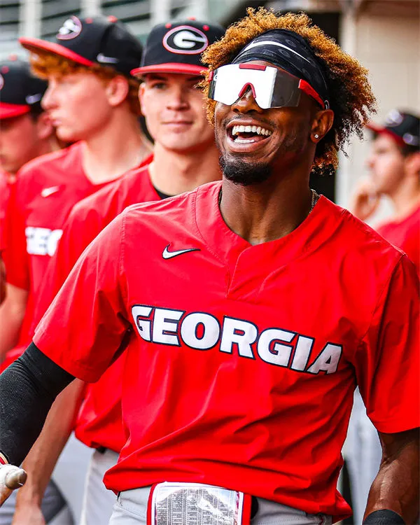 Georgia Bulldogs Custom Nike Red two-Button Pullover College Baseball Game Jersey