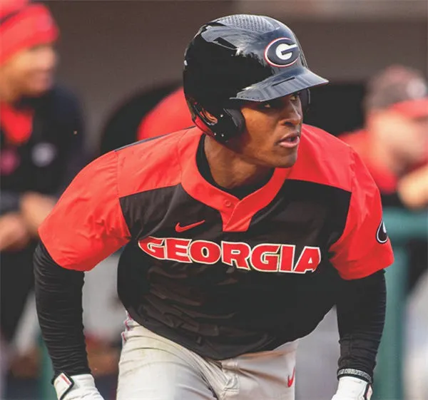 Georgia Bulldogs Custom Nike Black Red two-Button Pullover College Baseball Game Jersey
