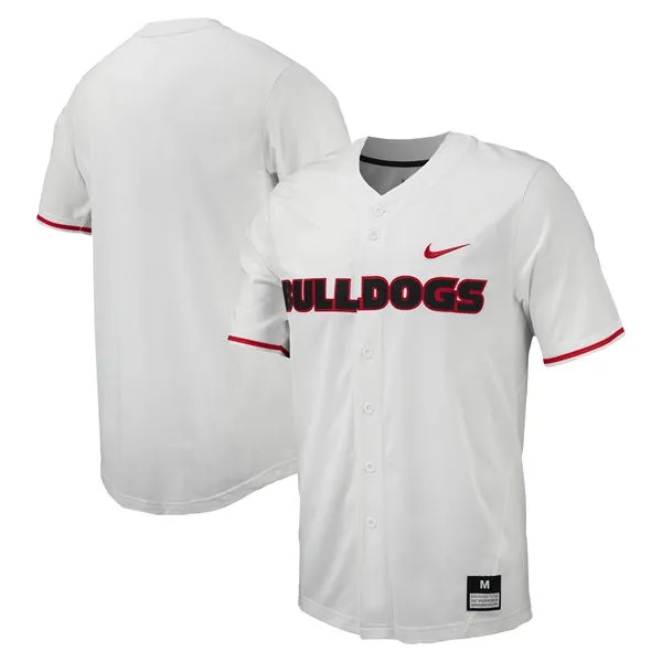 Georgia Bulldogs Nike White Full-Button Baseball Game Jersey