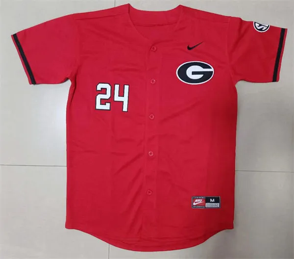 Georgia Bulldogs #24 Charlie Condon Red Baseball Game Jersey