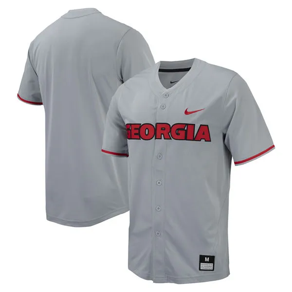 Georgia Bulldogs Nike Gray Full-Button Baseball Game Jersey