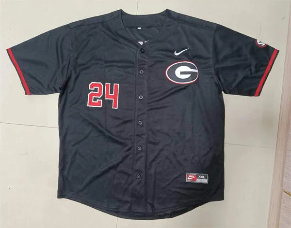 Georgia Bulldogs #24 Charlie Condon Black Baseball Game Jersey