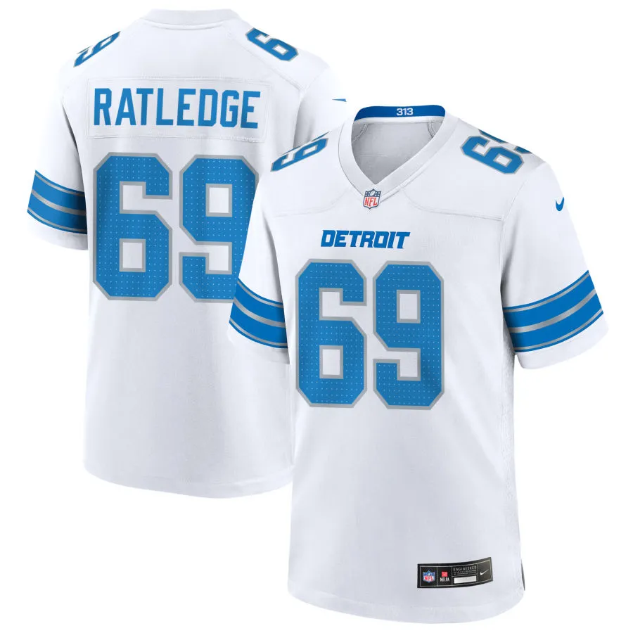 Mens Detroit Lions #69 Tate Ratledge Nike White Vapor F.U.S.E. Limited Jersey
