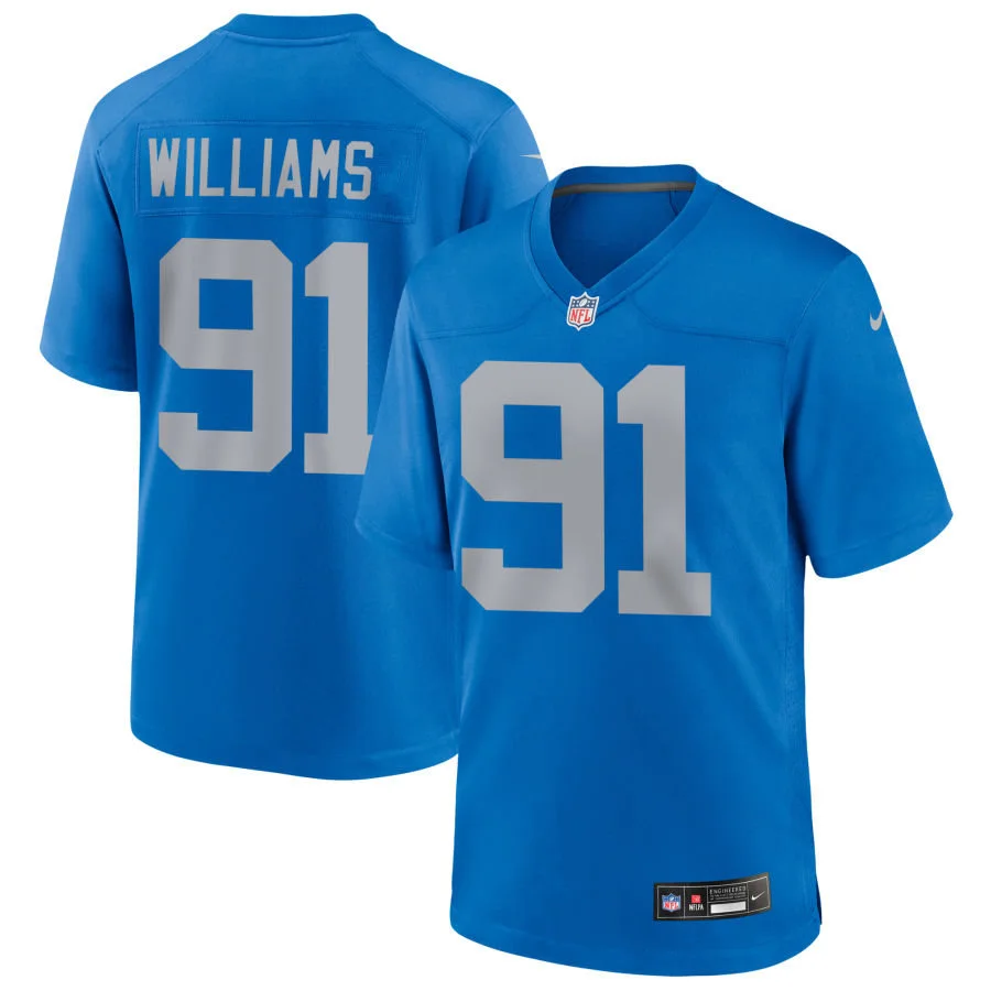 Youth Detroit Lions #91 Tyleik Williams Nike Royal Alternate Retro F.U.S.E. Limited Jersey