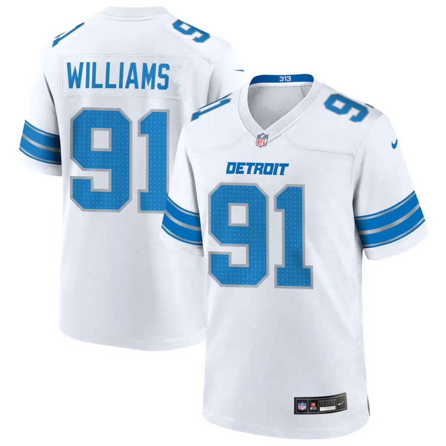 Youth Detroit Lions #91 Tyleik Williams Nike White Vapor F.U.S.E. Limited Jersey