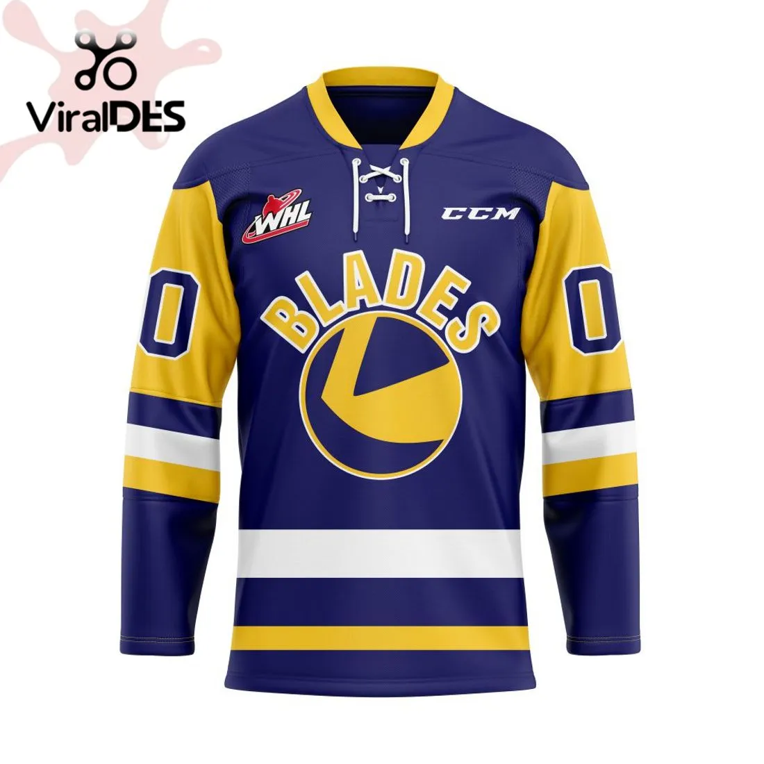Saskatoon Blades Custom CCM Home Blue Jersey