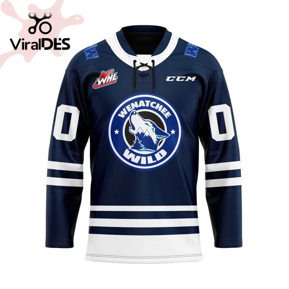 Wenatchee Wild Custom CCM Home Navy Jersey
