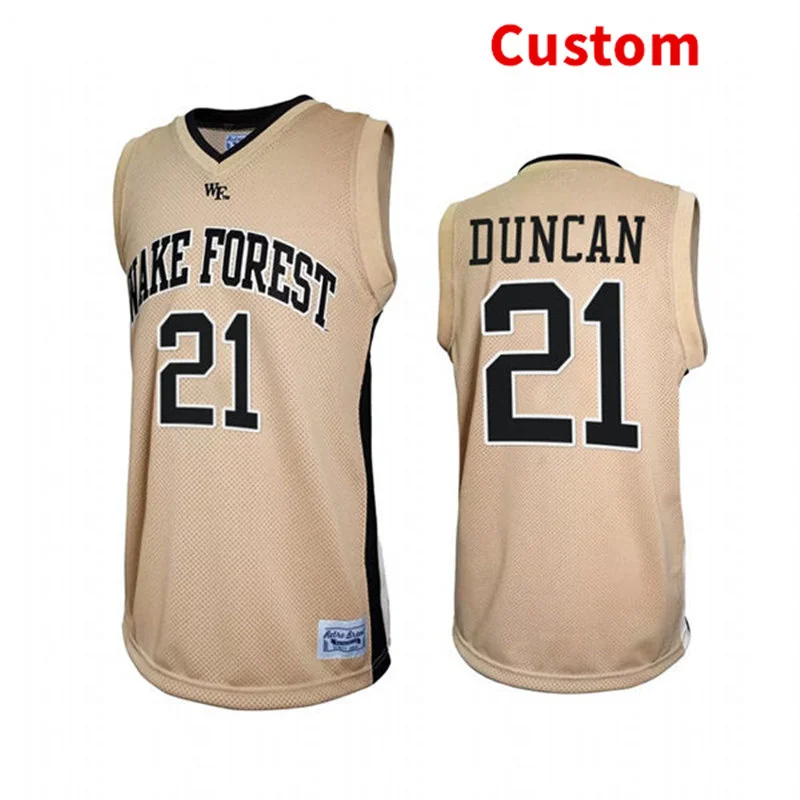 Wake Forest Demon Deacons Custom Gold College Basketball Retro Jersey