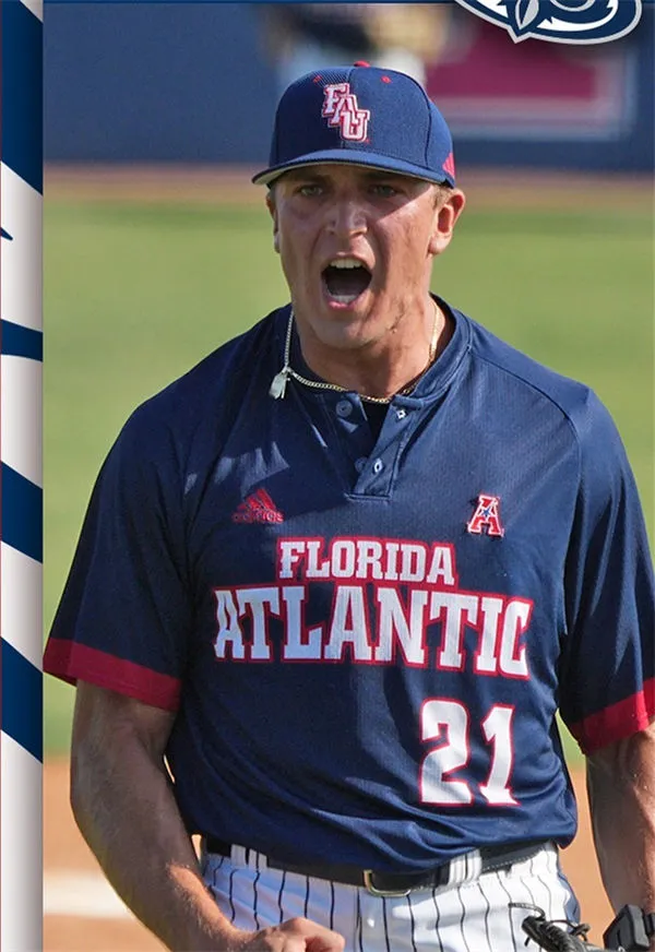 Florida Atlantic Owls Custom 2025 navy two-Button Pullover Baseball Game Jersey
