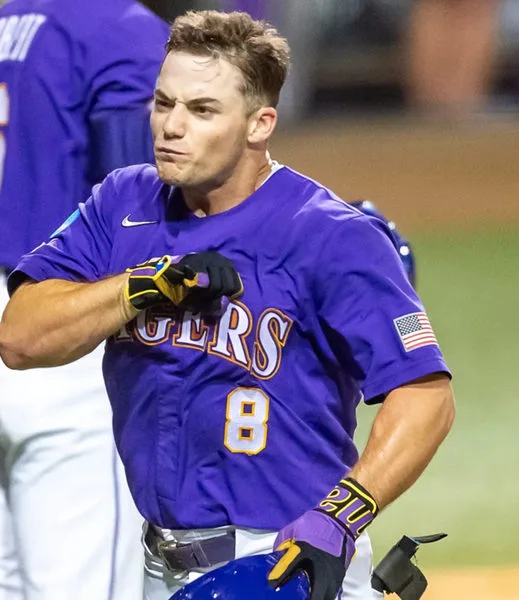 LSU Tigers #8 Gavin Guidry 2025 Purple College Baseball Game Jersey