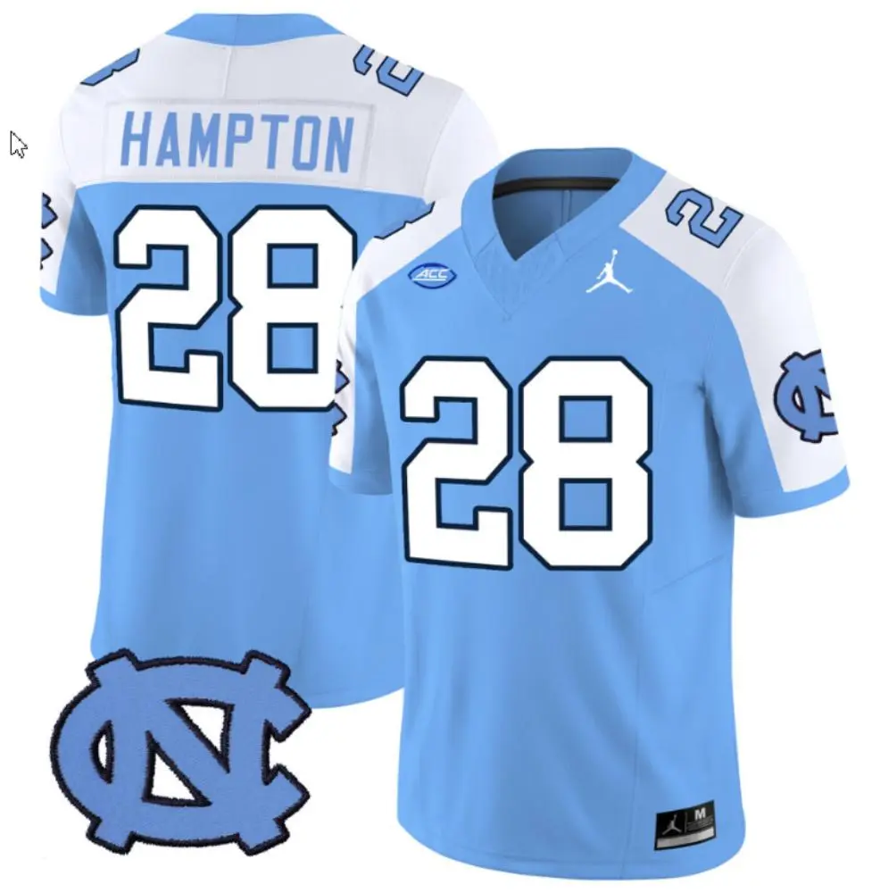 North Carolina Tar Heels #28 Omarion Hampton Blue White Gratitude F.U.S.E. Limited Football Jersey