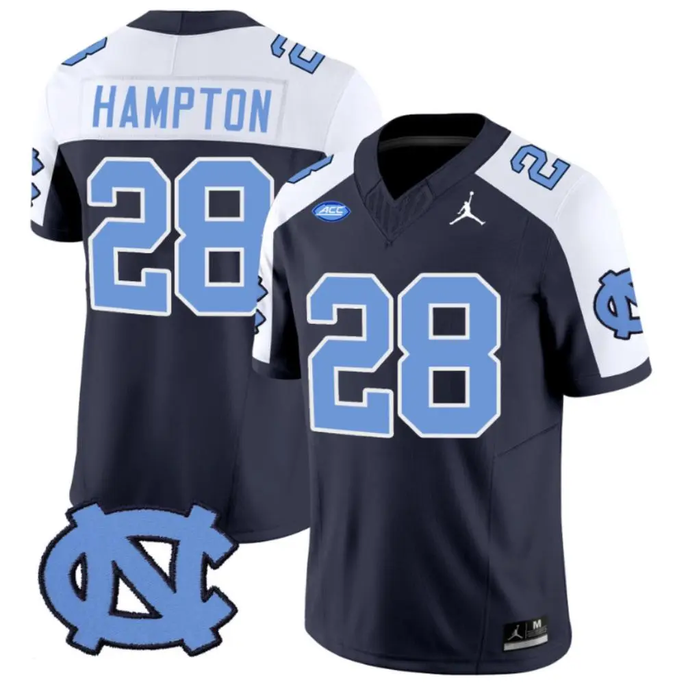 North Carolina Tar Heels #28 Omarion Hampton Navy White Gratitude F.U.S.E. Limited Football Jersey