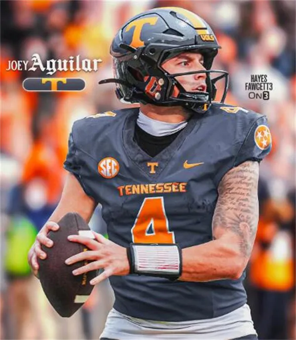 Tennessee Volunteers #4 Joey Aguilar SMOKEY GREY Football Game Jersey