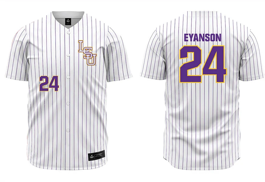 LSU Tigers #24 Anthony Eyanson White Pinstripe LSU Baseball Jersey