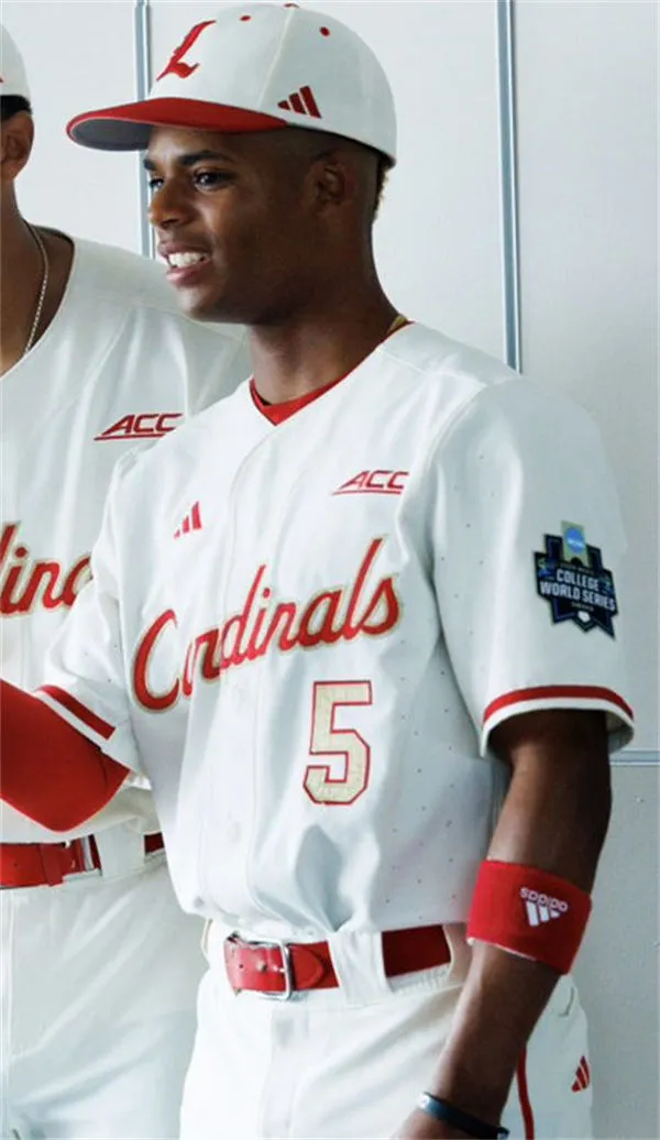 Louisville Cardinals #5 Kamau Neighbors Cream 2025 College Baseball World SeriesJersey