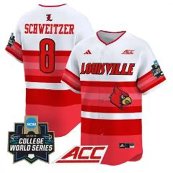 Louisville Cardinals #8 Jake Schweitzer Rainbow Colorful Pullover 2025 College Baseball World Series Jersey