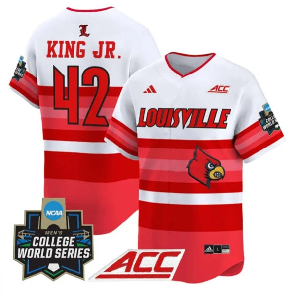 Louisville Cardinals #42 Eddie King Jr. Rainbow Colorful Pullover 2025 College Baseball World Series Jersey