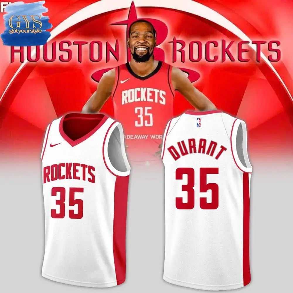 Mens Houston Rockets #35 Kevin Durant White Association Edition Jersey