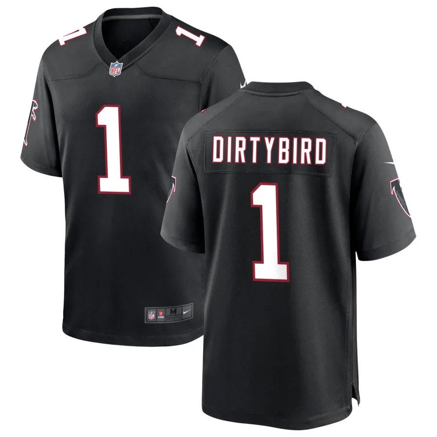 Men's Atlanta Falcons #1 Dirty Birds Nike Black Throwback Limited Jersey