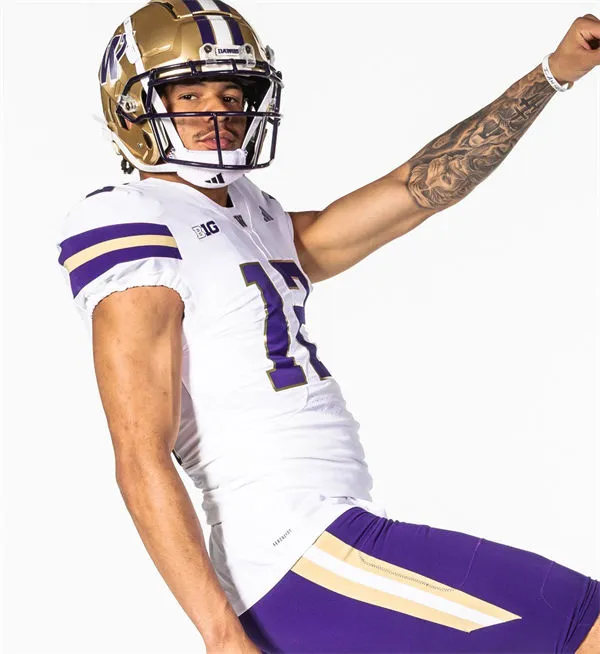 Washington Huskies #12 Denzel Boston 2025 BIG 10 White Football Game Jersey 