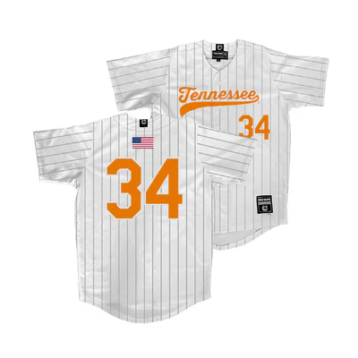 Tennessee Volunteers #34 Brayden Krenzel Nike 2025 White Pinstripe Baseball Game Jersey
