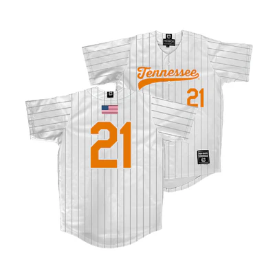 Tennessee Volunteers #21 Tegan Kuhns Nike 2025 White Pinstripe Baseball Game Jersey