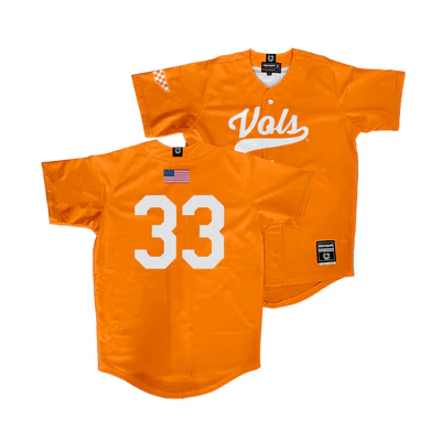 Tennessee Volunteers #33 AJ Russell Nike Orange Vols College Baseball Game Jersey