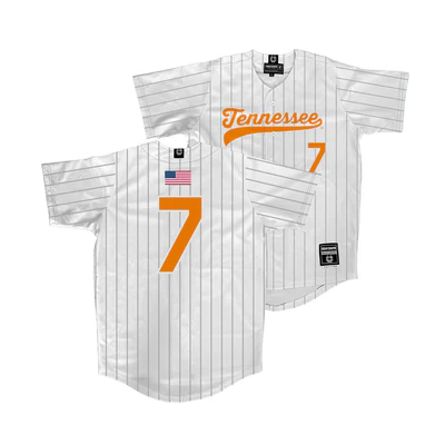 Tennessee Volunteers #7 Nate Snead Nike 2025 White Pinstripe Baseball Game Jersey