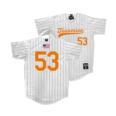 Tennessee Volunteers #53 Dane Morrow Nike 2025 White Pinstripe Baseball Game Jersey