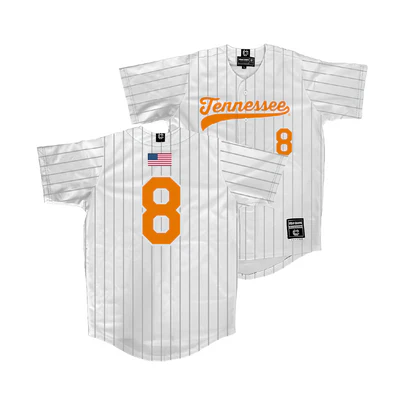 Tennessee Volunteers #8 Jay Abernathy Nike 2025 White Pinstripe Baseball Game Jersey