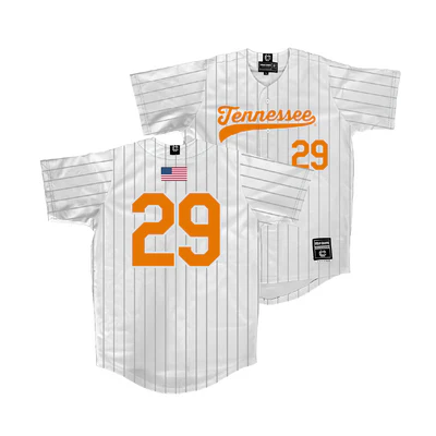 Tennessee Volunteers #29 Aidan Hayse Nike 2025 White Pinstripe Baseball Game Jersey