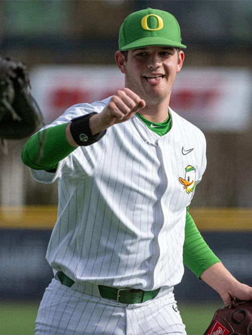 Oregon Ducks #2 Grayson Grinsell White Pinstripe College Baseball Game Jersey