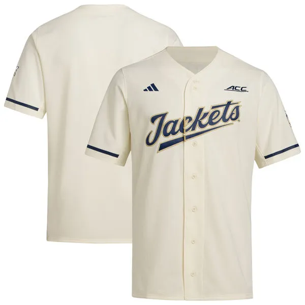 Georgia Tech Yellow Jackets Blank Cream Baseball Team Jersey