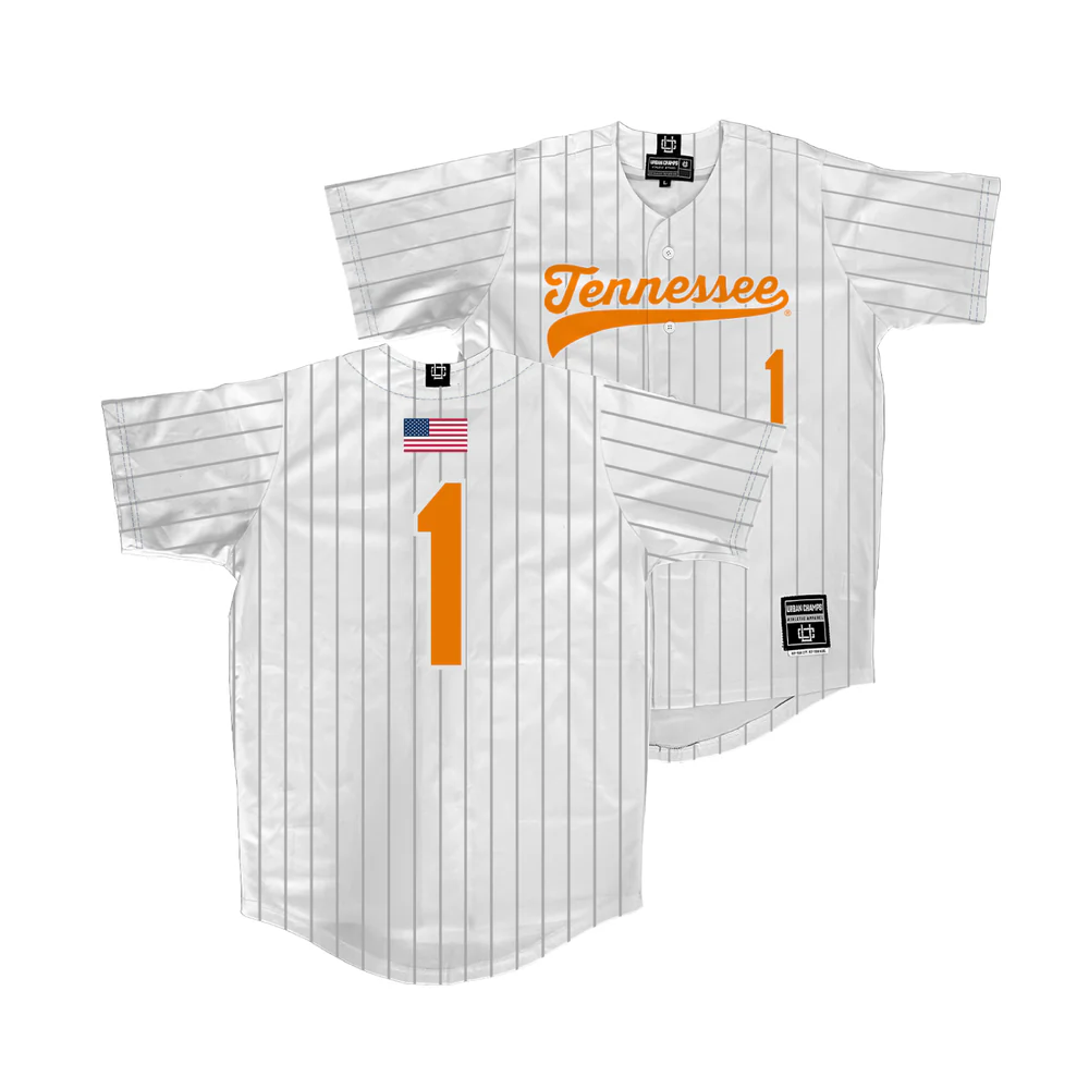 Tennessee Volunteers #1 Dean Curley Nike 2025 White Pinstripe Baseball Game Jersey