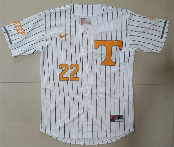 Tennessee Volunteers #22 Tony Vitello White Pinstripe T Logo with name Baseball Game Limited Jersey