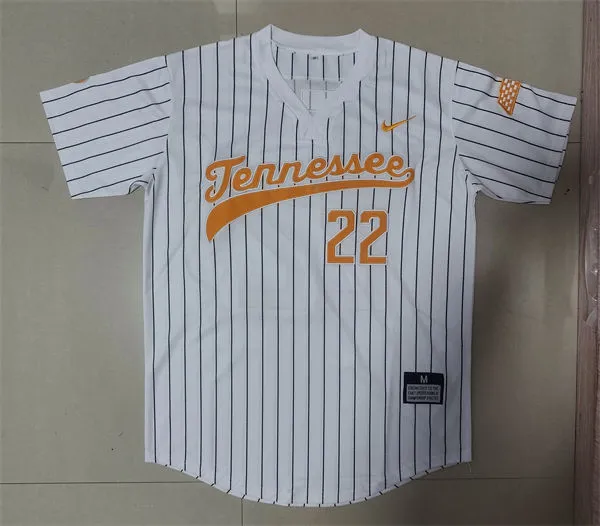 Tennessee Volunteers #22 Tony Vitello Nike 2025 White Pinstripe Baseball Game Jersey