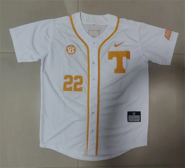 Tennessee Volunteers #22 Tony Vitello 2025 White T Logo Baseball Game Jersey
