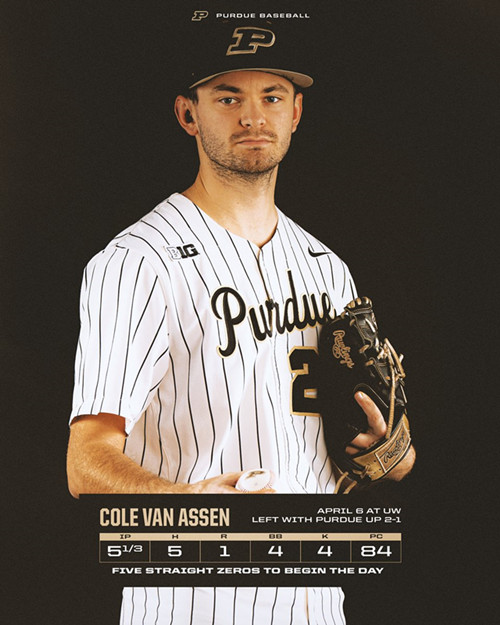 Purdue Boilermakers #26 Cole Van Assen White Pinstripe College Baseball Game Jersey