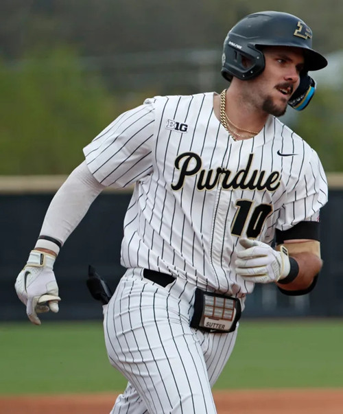 Purdue Boilermakers #10 Logan Sutter White Pinstripe College Baseball Game Jersey