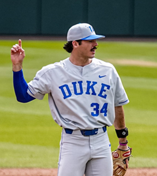 Duke Blue Devils #34 Ben Miller Gray Two Button Pullover College Baseball Game Jersey