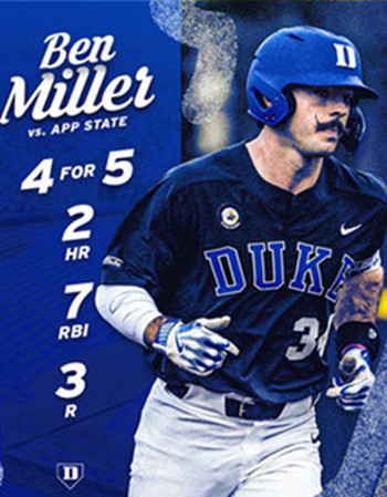 Duke Blue Devils #34 Ben Miller Black Two Button Pullover College Baseball Game Jersey