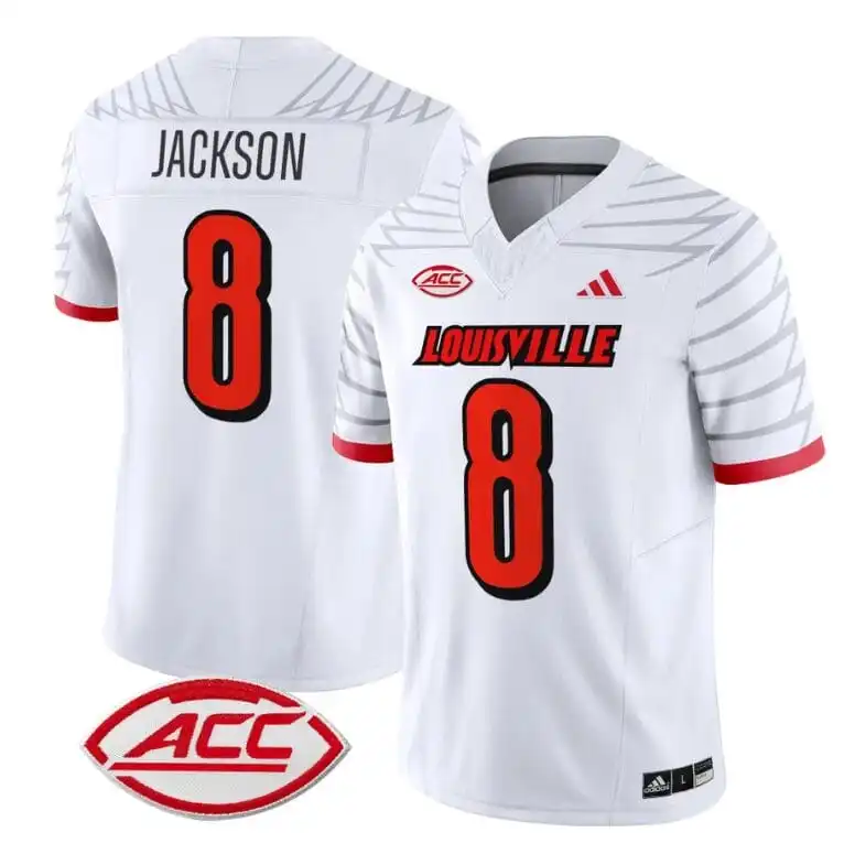 Louisville Cardinals #8 Lamar Jackson Adidas 2025 White College Football Game Jersey