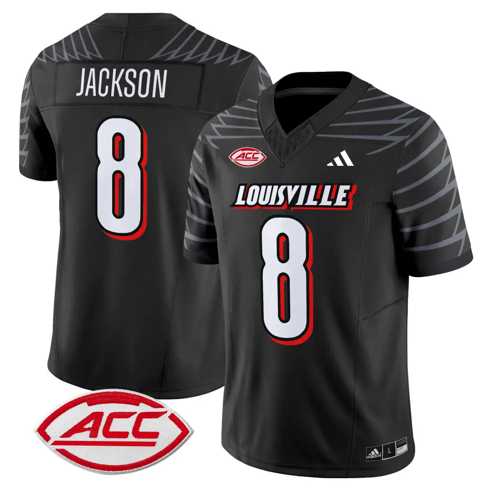 Louisville Cardinals #8 Lamar Jackson Adidas 2025 Black College Football Game Jersey